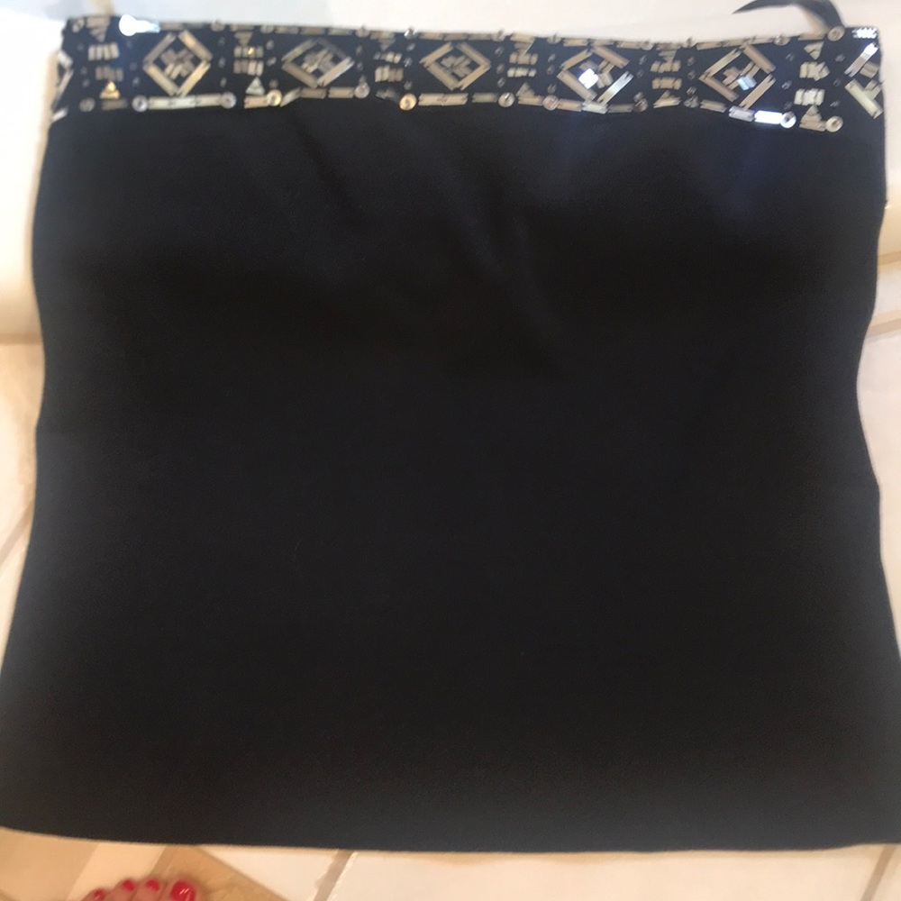 White House Black Market strapless sequins top.